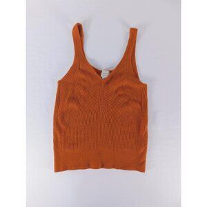 A New Day Vest Womens XS Orange Knit V-Neck Sleeveless Lightweight Stretch